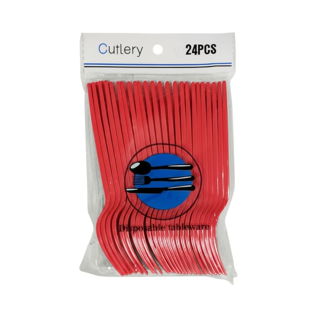 Fun Fiesta 24ct plastic forks, Red