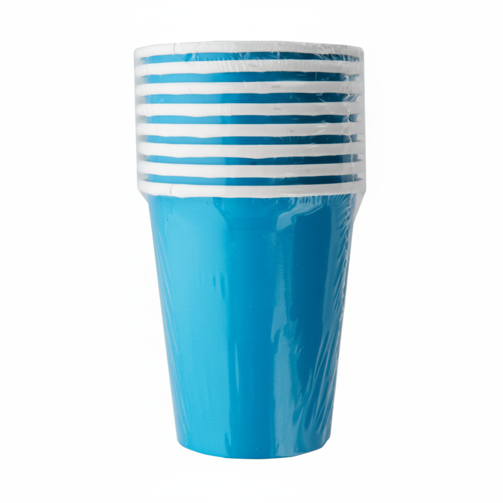 Fun Fiesta 8ct 9oz paper Cups, Baby blue