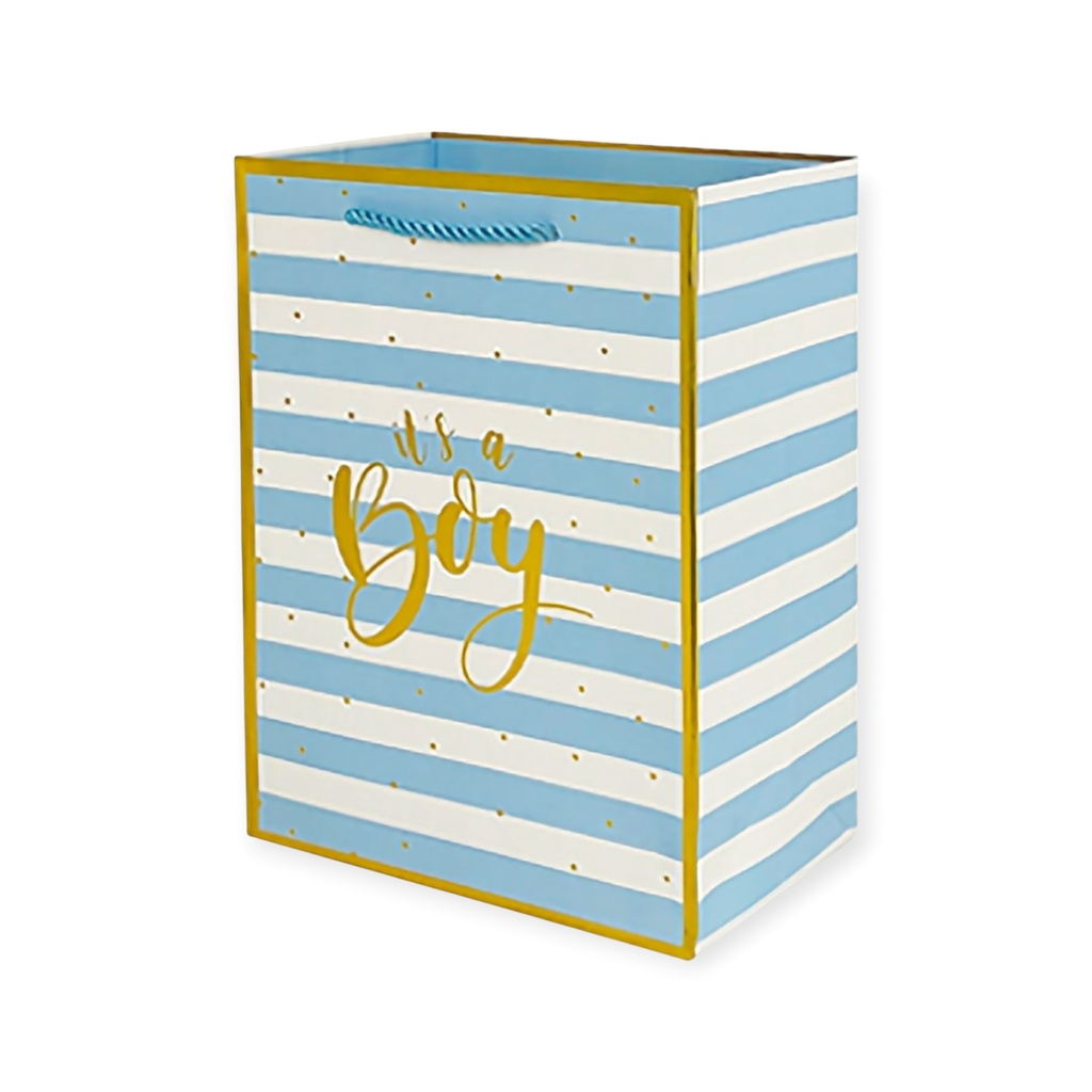 It's A boy Large Gift Bag Blue Stripe