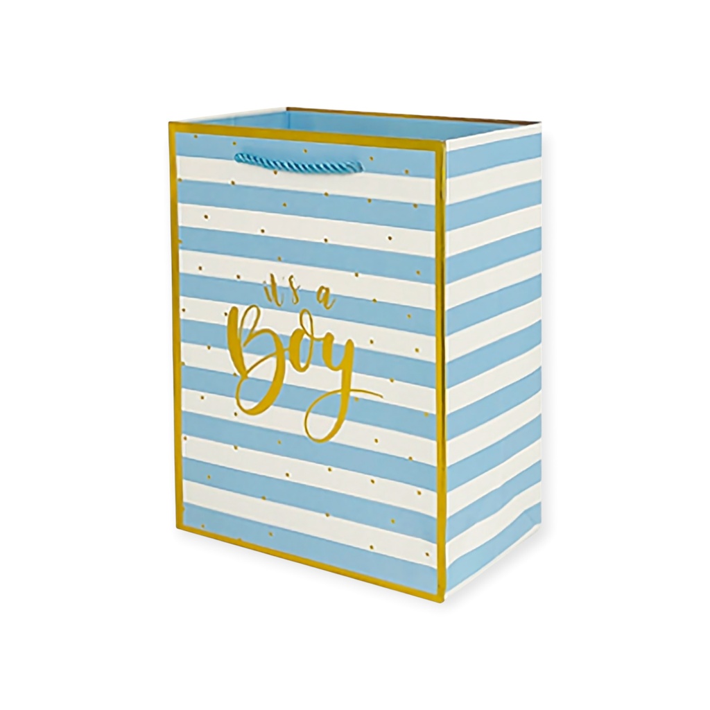It's A boy Medium  Gift Bag Blue Stripe