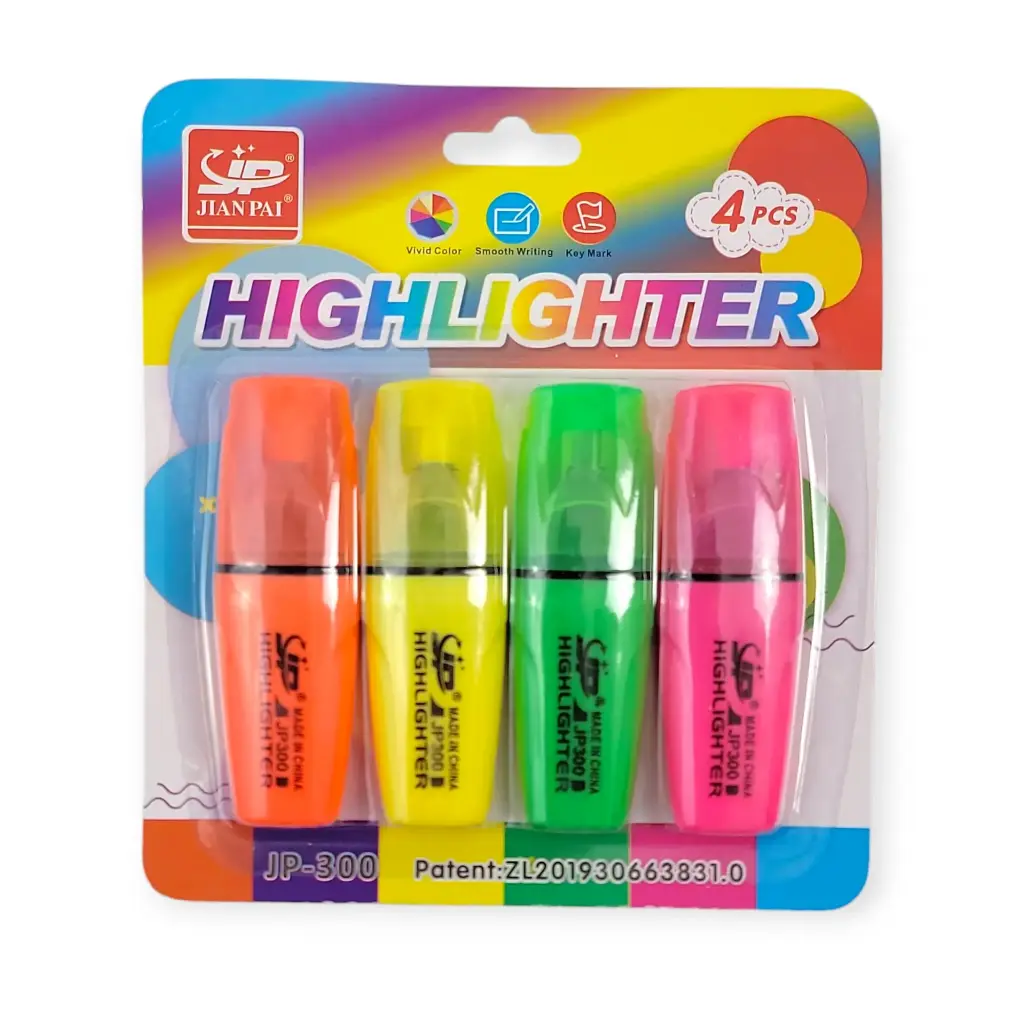 4 Pieces of Colourful Highlighters 
