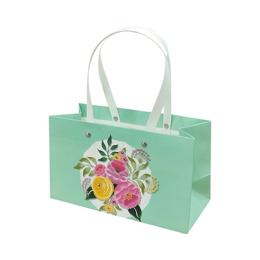  Straw Handle Large Gift Bag Teal