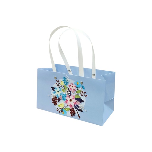  Straw Handle Medium Gift Bag Baby Blue