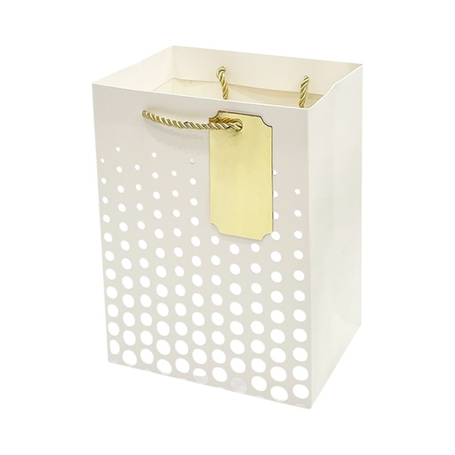 Hot-Stamped Dots Large Gift Bag - White