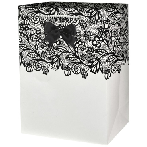 Bow Tie Floral Jumbo Gift Bag White