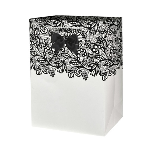 Bowtie Floral  Large  Gift Bag White