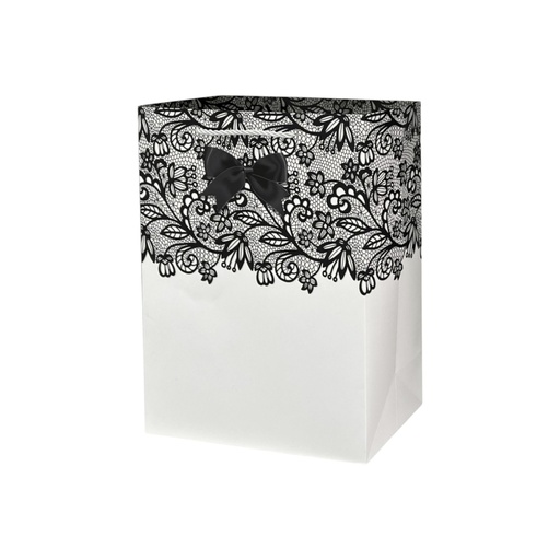 Bow Tie Floral Medium Gift Bag White