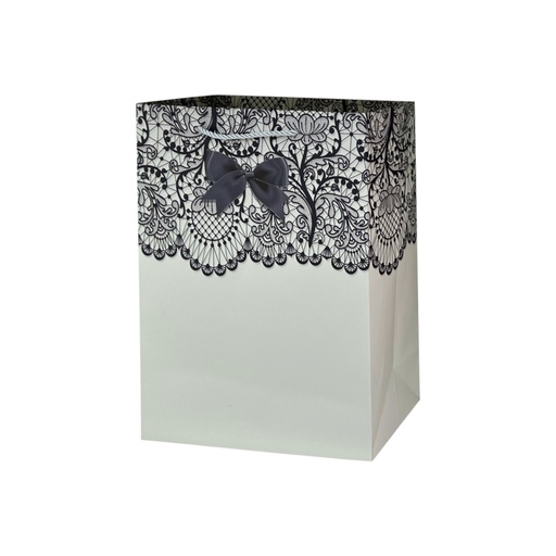 Bow Tie Floral Medium Gift Bag Silver