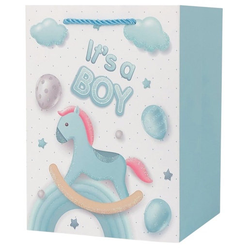 It's A boy Jumbo Gift bag Blue Pony