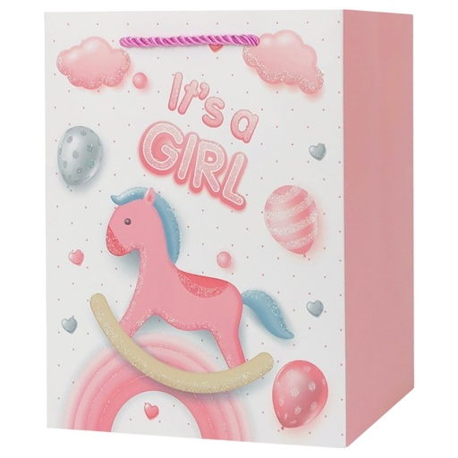 It's A girl Jumbo Gift Bag Pink Pony