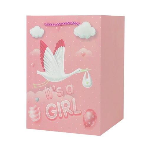 It's A Girl Large Gift Bag Pink Swan