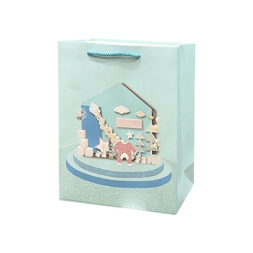 Baby Showe Medium Gift Bag Festive Blue