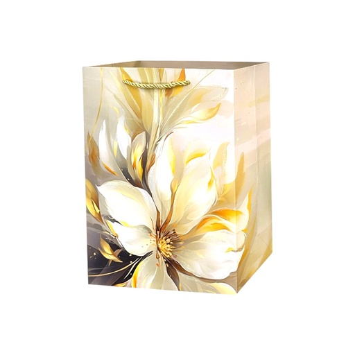 Golden Floral Medium Gift Bag Golden