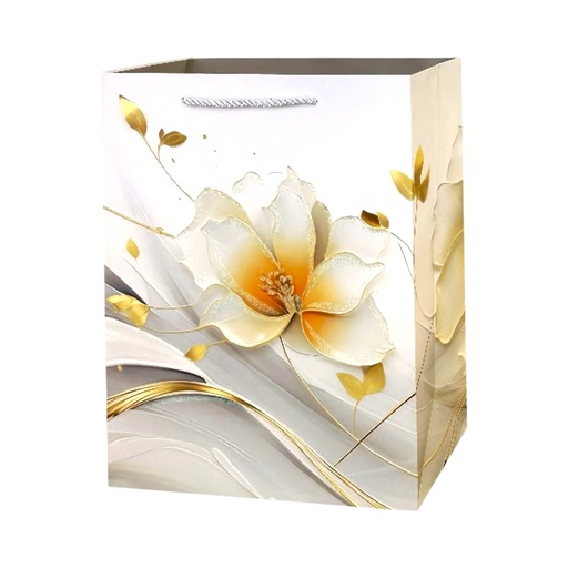 Golden Floral Large Gift Bag Silver