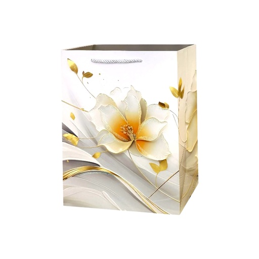 Golden Floral Medium Gift Bag Silver