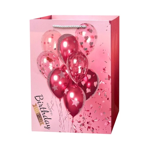 HBD Balloon Festive Large Gift Bag Hot Pink