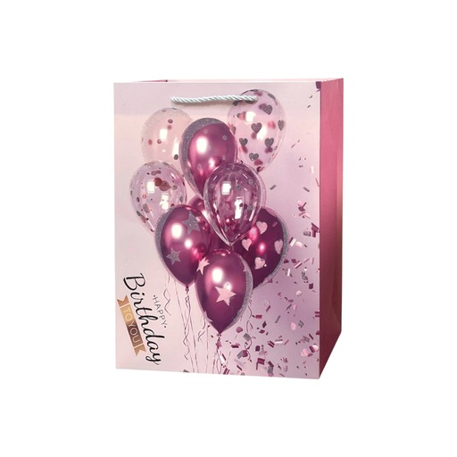 HBD Balloon Festive Medium Gift Bag H.Purple