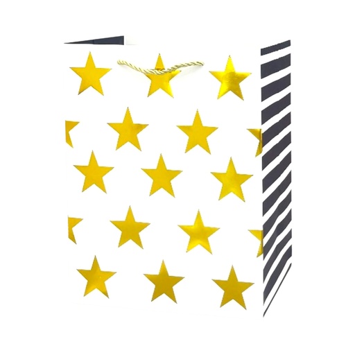 Stars Large Gift Bag White - Stripes