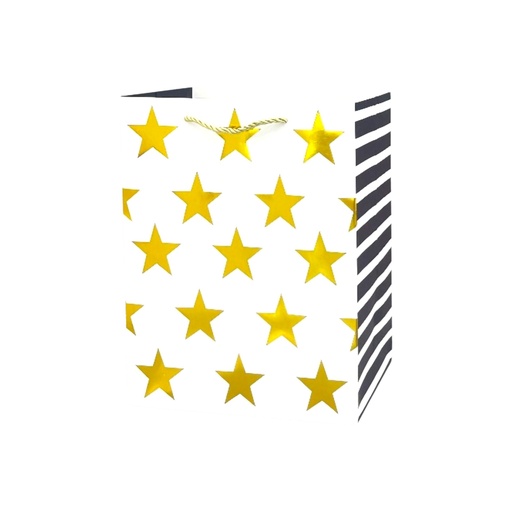 Stars Medium Gift Bag White - Stripes