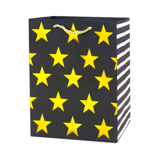 Stars Large Gift Bag Black - Stripes