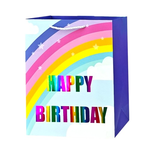 Rainbow HBD Large Gift Bag Stripe