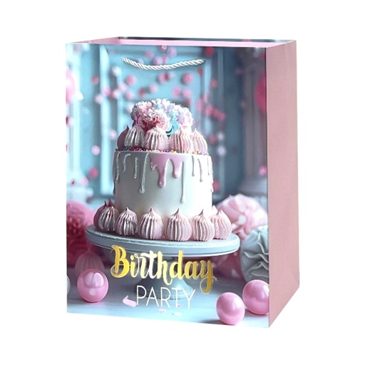 HBD Large Gift Bag Pink Birthday Cake