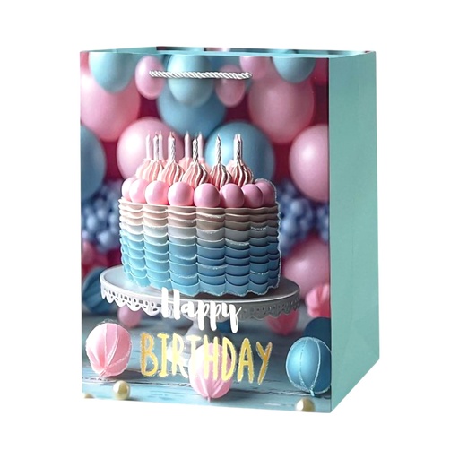HBD Large Gift Bag Pink Birthday Cake With Candles