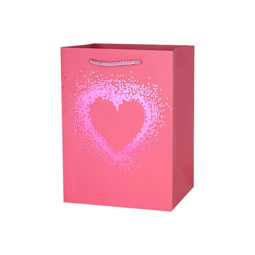 Glitter Heart Medium Gift Bag Pink