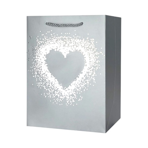 Glitter Heart Large Gift Bag Silver