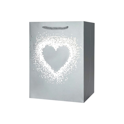 Glitter Heart Medium Gift Bag Silver