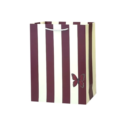 Stripe Butterfly Medium Gift Bag Brown
