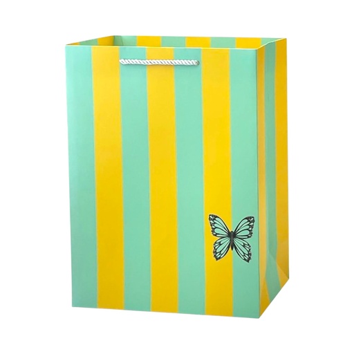 Srtipe Butterfly Large Gift Bag Teal