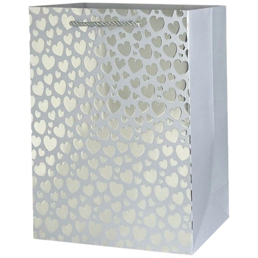 Polka Dot Jumbo Gift Bag - Silver Heart