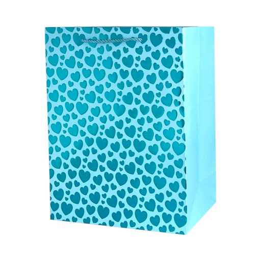 Polka Dot Large Gift Bag - Blue Heart
