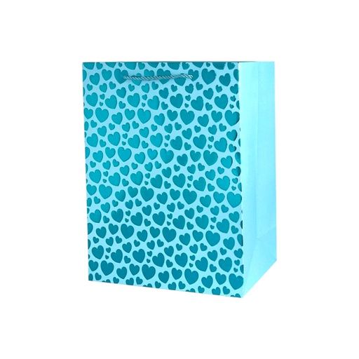 Polka Dot Medium Gift Bag - Blue Heart