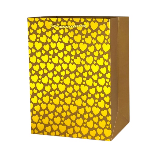 Polka Dot Large Gift Bag - Gold Heart