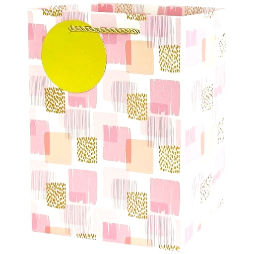 Cubes Shapes Jumbo Gift Bag Gold pink