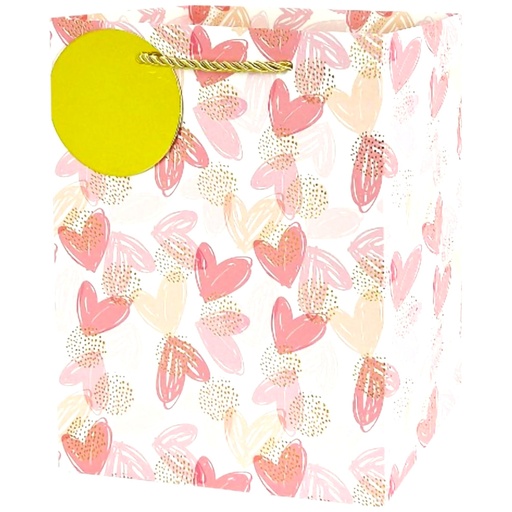 Full Of Heart Jumbo Gift Bag Gold Pink