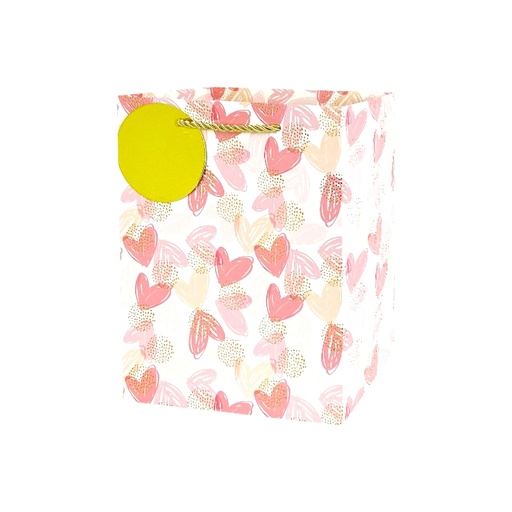 Full Of Heart Medium Gift Bag Gold Pink