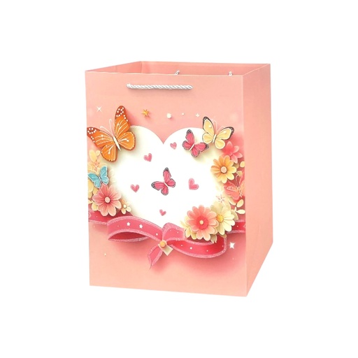 Heart Of Fun Medium Gift Bag Pink Ribbon