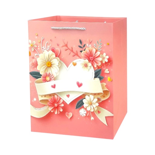 Heart of Fun Large Gift Bag White Ribbon