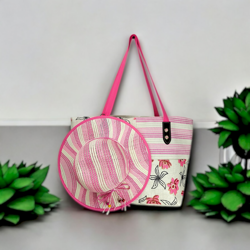 Pink Large Everyday Fashion Bag with Matching Hat