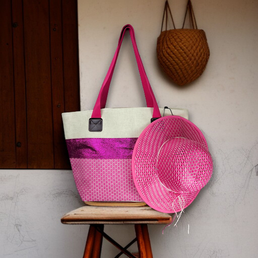 Pink Summer Fun Large Bag with Matching Hat 