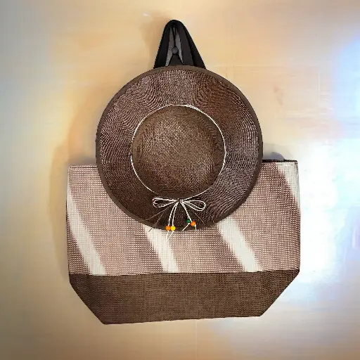 Brown Summer Fun Large Bag with Matching Hat 