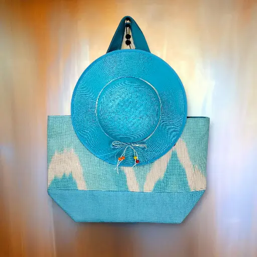 Blue Summer Fun Large Bag with Matching Hat 