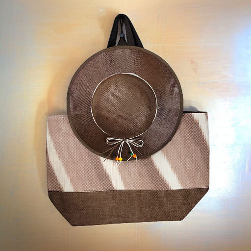 Brown Summer Fun Large Bag with Matching Hat