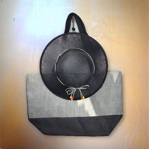 Black Summer Fun Large Bag with Matching Hat