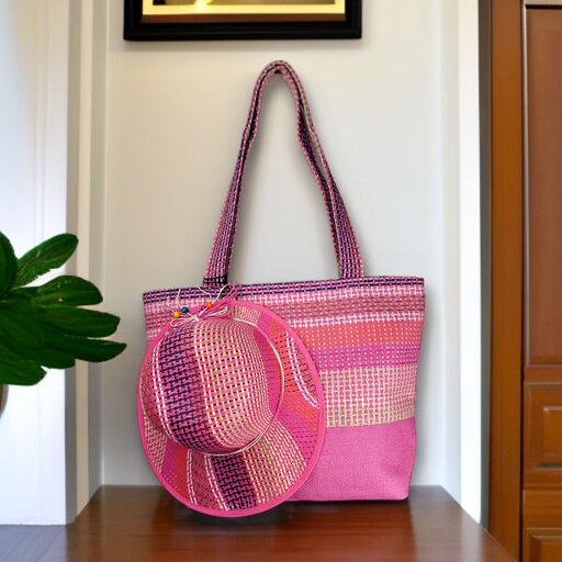 Pink Summer Lively Large Bag with Matching Hat
