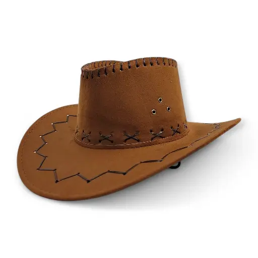 Brown Cowboy Hat with Lace