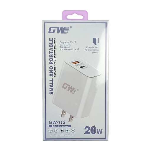 USB-C & USB Charger Adapter GW-113 2 in 1 charger 20W
